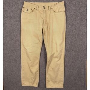 VTG Polo Ralph Lauren Pants Men 36x30 Tan 650 Straight Leg Cotton Twill 5-Pocket